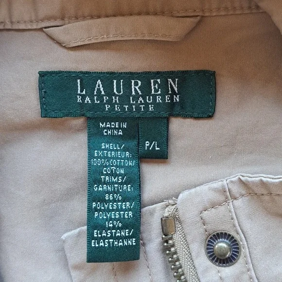 LAUREN Ralph Lauren Khaki Cargo Utility 7 Pockets Outdoor Zip Snap Cotton Vest - Picture 4 of 10